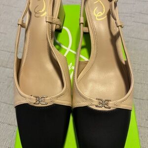 Sam Edelman Tarra Pump in Sand/Black Leather Size 8
